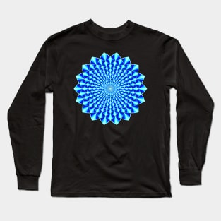 Blue Mandala with 3D Effect Long Sleeve T-Shirt